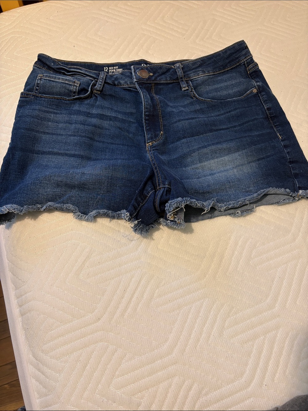 a.n.a Dark Blue Distressed Denim Cutoff Shorts